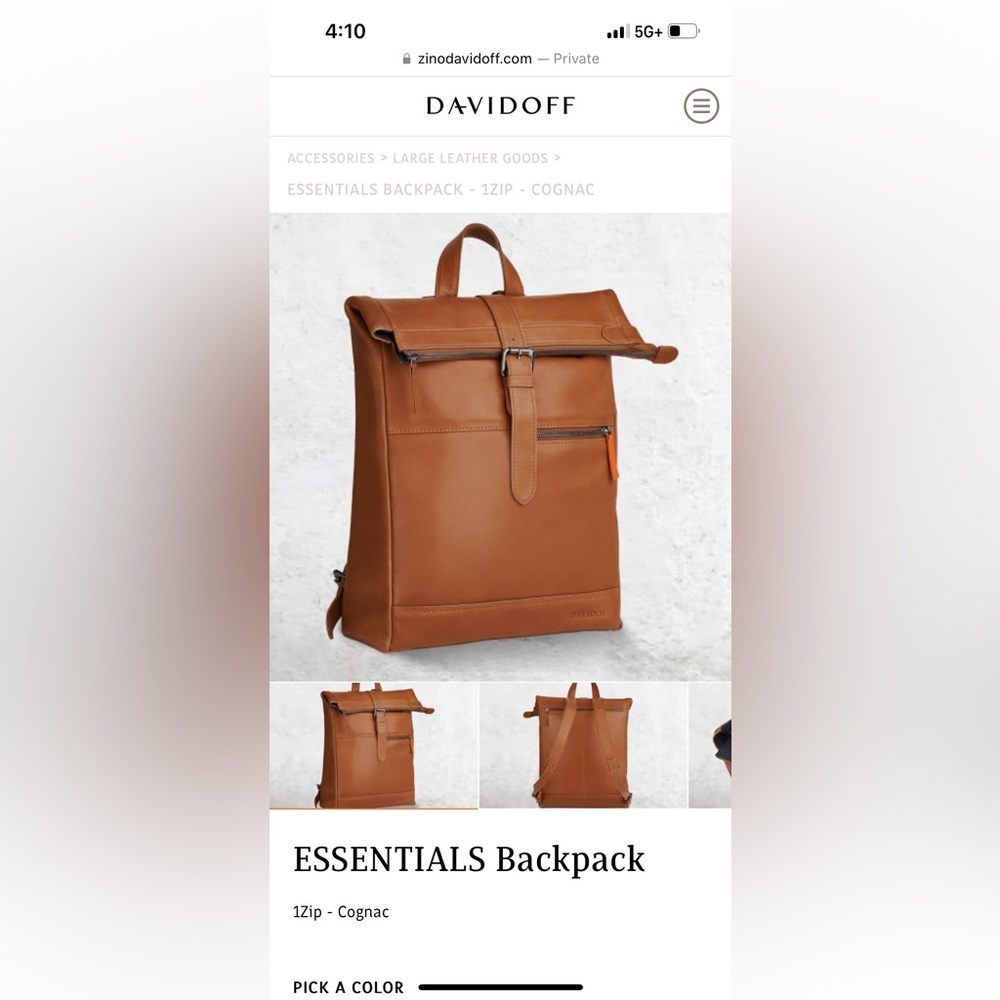 Davidoff Essential Leather Backpack - Picture 7 of 9